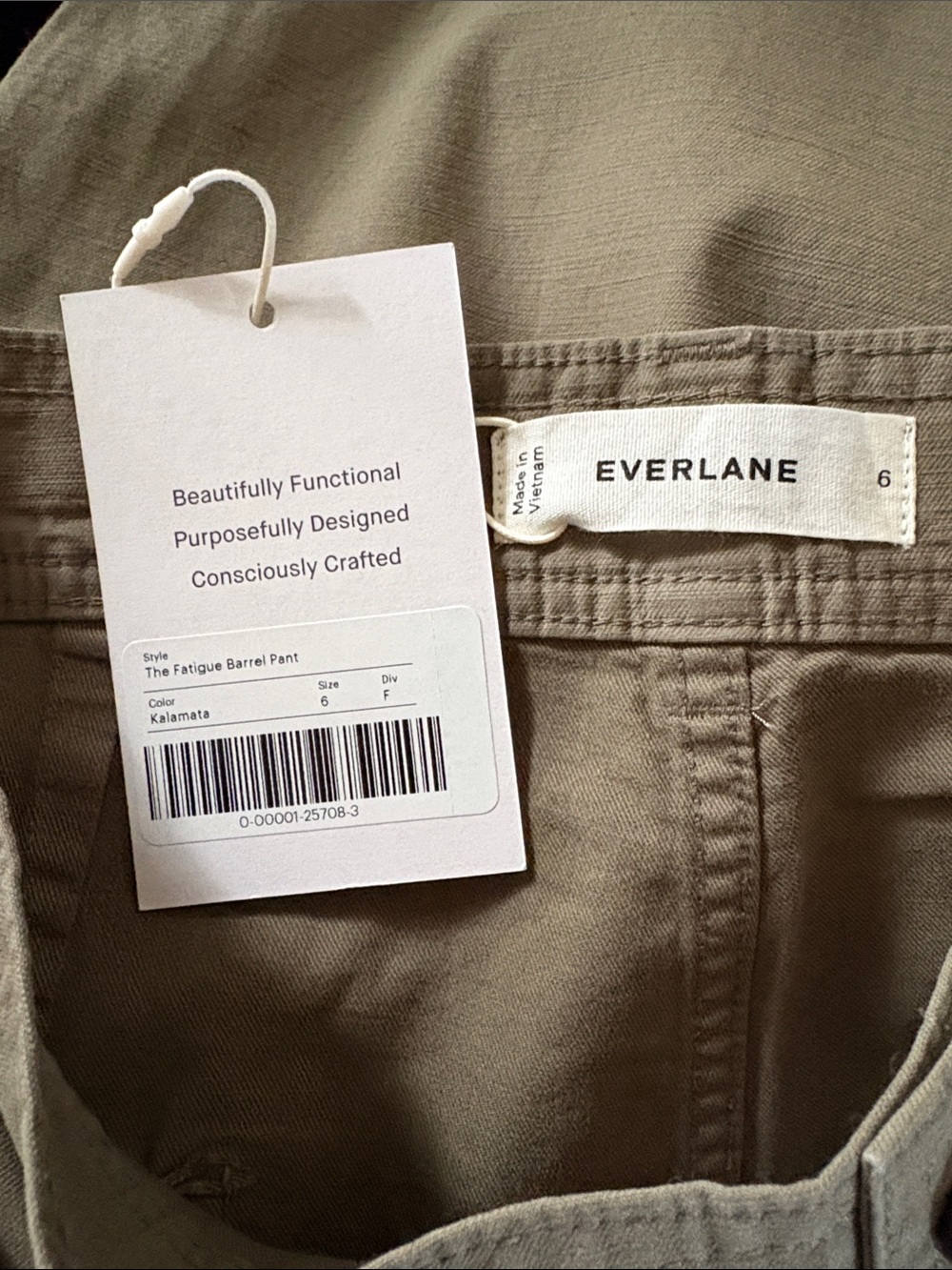 NWT EVERLANE The Fatigue Barrel Pant Kalamata Olive Green Cotton Linen Blend 6 - Picture 13 of 13